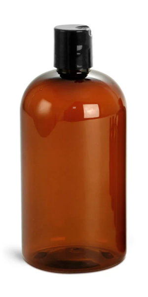 2 oz Clear PET Boston Round Bottles w/ Black Fine Mist Sprayers