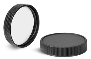 89/400   Plastic Caps, Black Polypropylene Ribbed PE Lined Caps