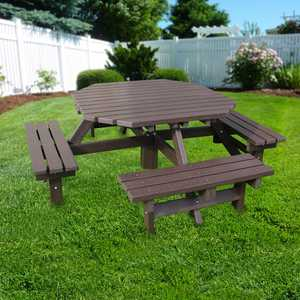 STANDARD OCTAGONAL PICNIC TABLE 2000 x 2000mm-Brown Legs/Undercarriages-BROWN