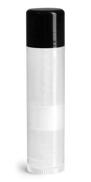 .15 oz Natural Polypropylene Lip Balm Tubes w/ Black Caps