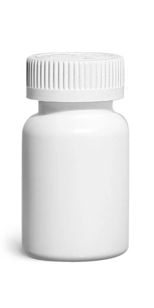 75 cc Plastic Bottles, White HDPE Wide Mouth Pharmaceutical Round Bottles w/ White Child Resistant Caps