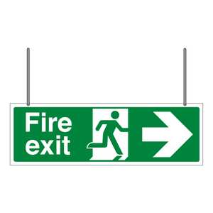 Fire Exit - Double Sided Fire Exit Arrow Left/Right with Hang Kit - 500 x 175mm