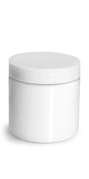 12 oz Plastic Jars, White PET Straight Sided Jars w/ White Smooth Plastic Lined Caps