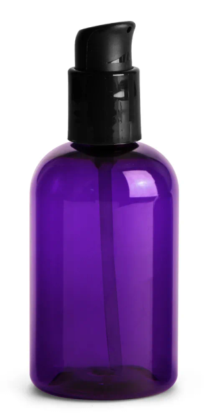 4 oz Blue PET Cosmo Oval Bottles w/ Black Fine Mist Sprayers