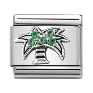 Nomination CLASSIC Silvershine Symbols Palm With Green Cubic Zirconia Charm 330304/26