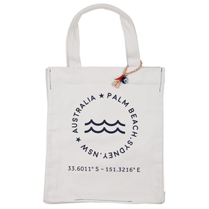 Med Blue - Signature Canvas Tote Bag Palm Beach
