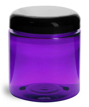 16 oz Purple PET Cosmo round bottles w/ Black Disc Top Caps