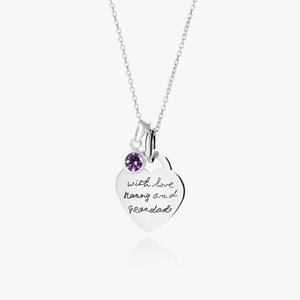 Silver Handwriting BirthstoneNecklace