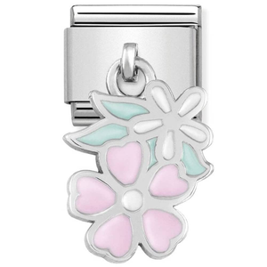 Nomination CLASSIC Silvershine Pink And White Flower Drop Charm 331805/10
