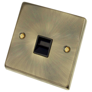 1 Gang Master Telephone Socket Black Insert Antique Brass