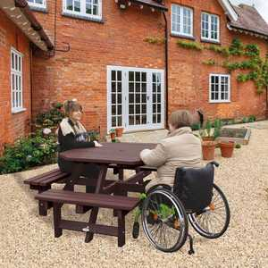 Wheelchair Access Octagonal Table, One Wheelchair space 2000 x 2000mm BROWN