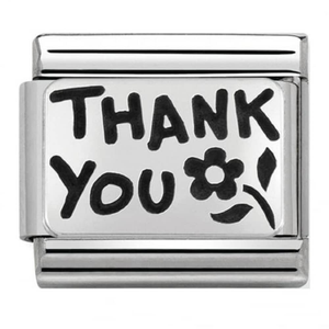 Nomination CLASSIC Silvershine Plates Oxidised Thank You Charm 330102/42