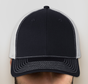 Richardson Snapback Trucker Hat - Embroidered - Navy / White