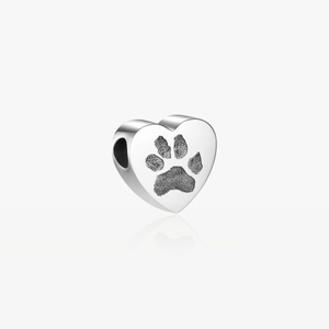 Silver Paw Print Heart Charm