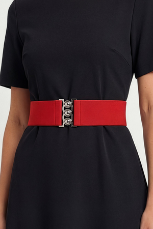 Classic Triple Eye-Hook Dress Belt - Black