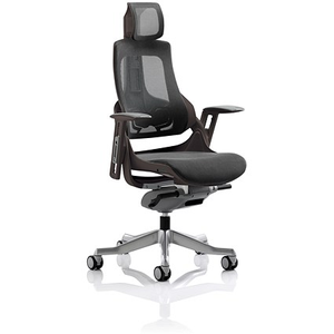 Zure Executive Mesh Back Chair, Headrest, Adjustable Arms, Charcoal