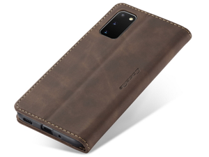 CaseMe Slim Synthetic Leather Wallet Case with Stand for Samsung Galaxy S20 - Chocolate