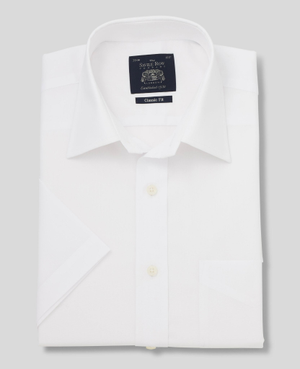 White Poplin Classic Fit Short Sleeve Formal Shirt
