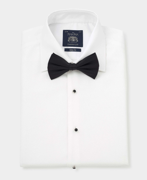 White Marcella Bib Front Slim Fit Evening Double Cuff Formal Shirt