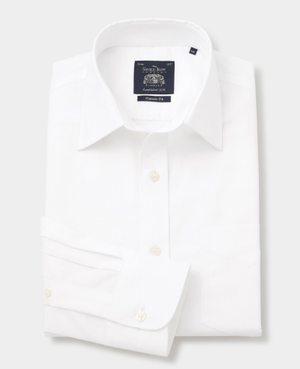 White Micro Dobby Classic Fit Non-Iron Formal Shirt - Single Cuff [RTC]