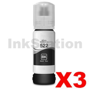 3 x Compatible for Epson T522 Black Ink Bottle [C13T00M192]