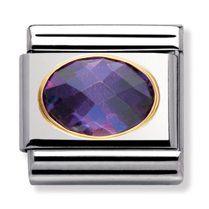 Nomination CLASSIC Gold Oval Faceted Cubic Zirconia Purple Charm 030601/001