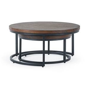 Detroit Solid Hardwood and Metal Nesting Coffee Table