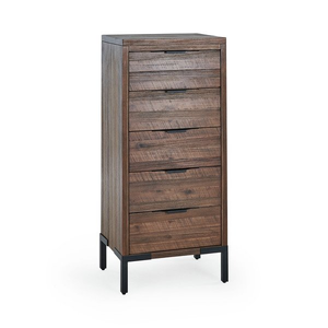 Detroit Solid Hardwood and Metal 5 Drawer Tallboy