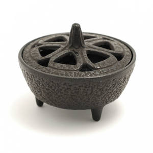 Black Cast Iron Incense Resin Bowl With Lid