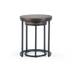 Detroit Solid Hardwood and Metal Nesting Side Tables
