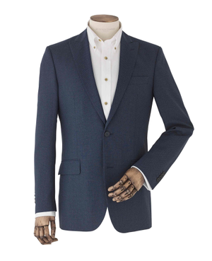 Blue Wool-Blend Micro Pattern Jacket [RTC]