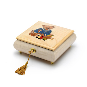 Amazing Beige & Ivory Navy Thread Bear with Toys Music Box