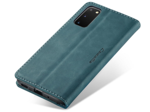 CaseMe Slim Synthetic Leather Wallet Case with Stand for Samsung Galaxy S20 - Teal