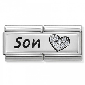 Nomination CLASSIC Silvershine Double Link Heart Son Charm 330731/03