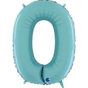 Pastel Blue Number 0 Helium Foil Giant Balloon 66cm / 26 in