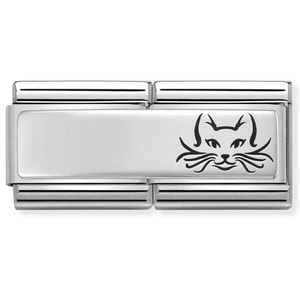 Nomination CLASSIC Silvershine Stainless Steel Engraved Cat Double Charm 330710/17
