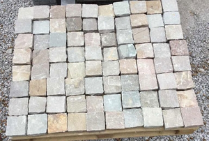 Indian Sandstone Cobbles (Setts) - Raj Green - 100 x 100mm - Individual