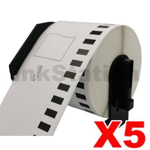 5 x Compatible Brother DK-22251 Black & Red Text on White Continuous Label Roll 62mm x 15.24m