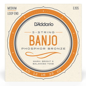 D'Addario EJ55 5-String Banjo Strings, Phosphor Bronze, Medium, 10-23