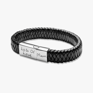 Black Leather CuffHandwriting Bracelet