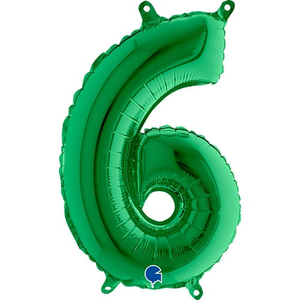 Number 6 Green Air Fill Foil Balloon 35cm / 14 in