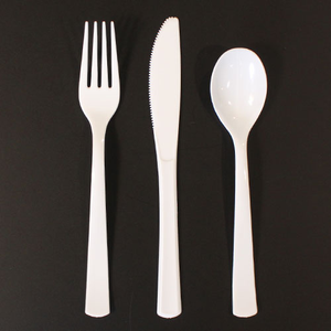 White Plastic Reusable Assorted Cutlery Set - Pack of 18