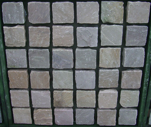 Indian Sandstone Cobbles (Setts) - Rippon Buff - 100 x 100mm