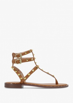 Cube Tan Square Studded Gladiator Sandals