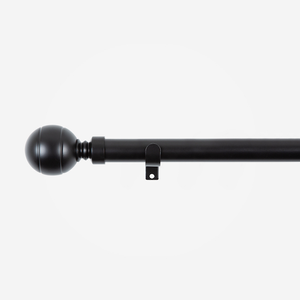 35mm Allure Classic Matt Black Ribbed Ball Finial Eyelet Curtain Pole