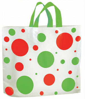 22" x 18" + 8" Soft Loop Handle Holiday Shopping Bags - Dots