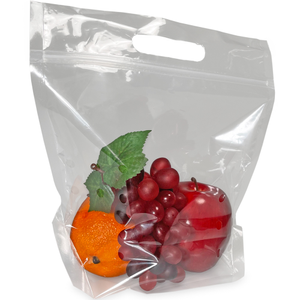 Vented Plastic Produce Bags - 9.5" x 10" + 4" 2.5 mil