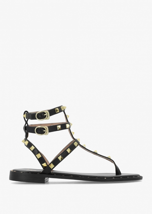 Cube Black Square Studded Gladiator Sandals