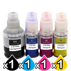 4-Pack Compatible Canon GI60 Ink Bottle [1BK,1C,1M,1Y]