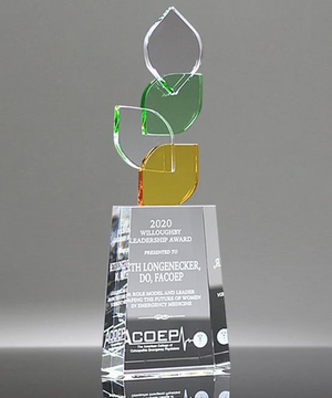 Amber Green Crystal Leaf Award